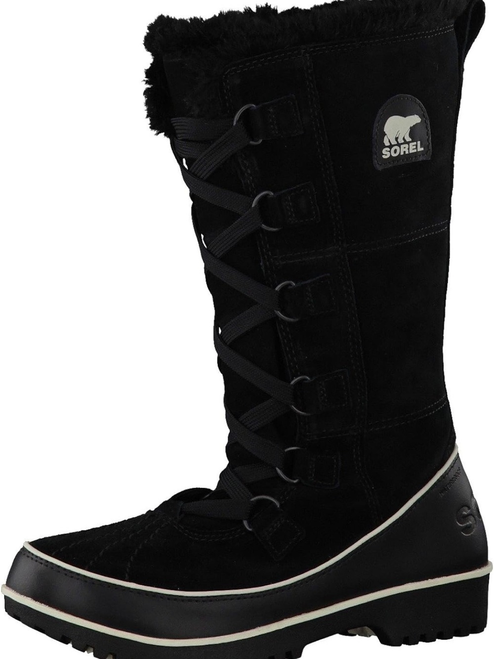 Sorel Women's Black Tall Lace-Up Winter Boot with Faux Fur Collar